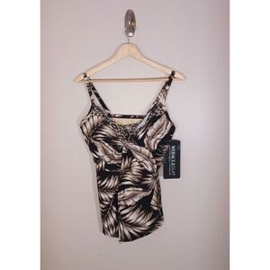 Miraclesuit Love Knot Oasis Tropical Coastal Floral Tankini Top Size 14 New